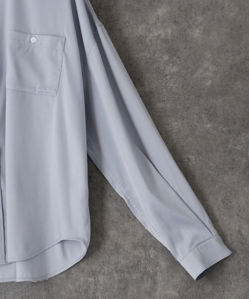 act'm（アクトム）の「シルクライク1ポケット バンドカラー長袖ルーズシャツ（シャツ/ブラウス・メンズ・ホワイト/ブラック/サックスブルー・S/M/L）」の15枚目の写真