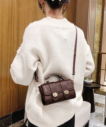錠前付きクロコダイル型押しPUレザーミニショルダーバッグ