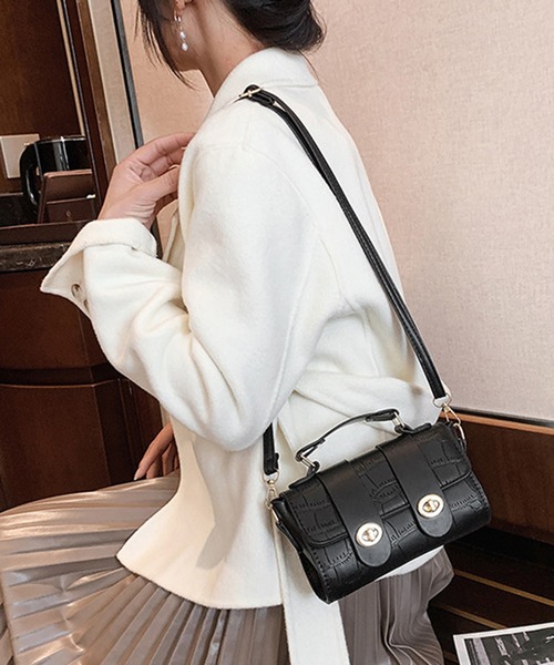 STYLEBLOCK（スタイルブロック）の「錠前付きクロコダイル型押しPUレザーミニショルダーバッグ（ショルダーバッグ・レディース・ブラック/ブラウン/ワインレッド・FREE）」の8枚目の写真