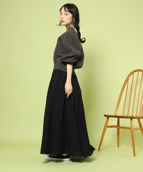 ☆22AW☆【SPAO】☆[Soft Cotton] Long Skir.t☆スカート☆ 高身長 カーゴサテンロングスカート（トールサイズ）Essenave