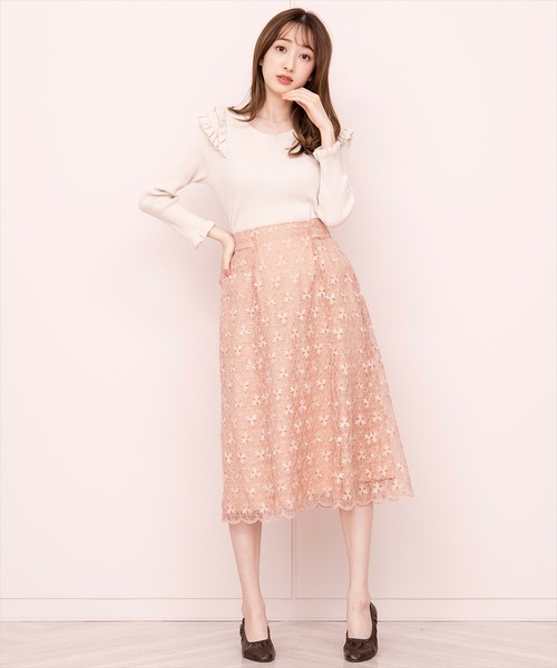 WILLSELECTION（ウィルセレクション）の「リトルラッフルフリルリブニット（ニット/セーター・レディース・アイボリー/サックスブルー/ネイビー/ピンク・MEDIUM）」の13枚目の写真