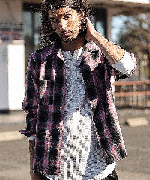 RATTLE TRAP(ラトルトラップ)の「オンブレーチェックオープンカラーシャツ(シャツ/ブラウス・メンズ・ピンク系その他/イエロー系その他・M/S/L)」の2枚目の写真