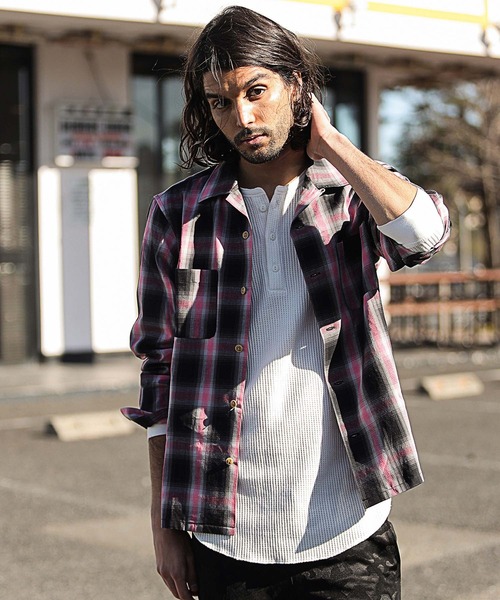 RATTLE TRAP(ラトルトラップ)の「オンブレーチェックオープンカラーシャツ(シャツ/ブラウス・メンズ・ピンク系その他/イエロー系その他・M/S/L)」の8枚目の写真