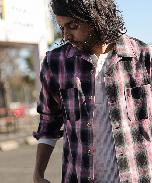 RATTLE TRAP(ラトルトラップ)の「オンブレーチェックオープンカラーシャツ(シャツ/ブラウス・メンズ・ピンク系その他/イエロー系その他・M/S/L)」の5枚目の写真