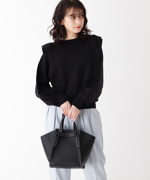 AG by aquagirl（エージーバイアクアガール）の「◆軽量ソフト合皮結び持ち手トート（トートバッグ・レディース・ブラック/オフホワイト/キャメル・00）」の7枚目の写真