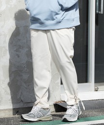 裾 ベルト 2WAY タック ワイドパンツ