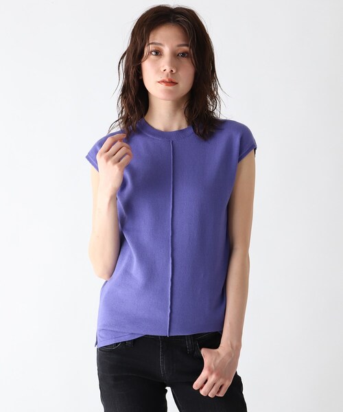 JET（ジェット）の「◆【ウォッシャブル】綿シルクレーヨンノースリーブニット（ニット/セーター・レディース・ブラウン系その他/ライトベージュ/パープル系4・04）」の3枚目の写真