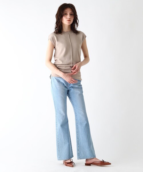 JET（ジェット）の「◆【ウォッシャブル】綿シルクレーヨンノースリーブニット（ニット/セーター・レディース・ブラウン系その他/ライトベージュ/パープル系4・04）」の6枚目の写真