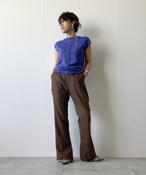 JET（ジェット）の「◆【ウォッシャブル】綿シルクレーヨンノースリーブニット（ニット/セーター・レディース・ブラウン系その他/ライトベージュ/パープル系4・04）」の9枚目の写真