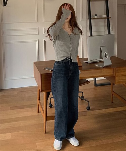 Girly Doll（ガーリードール）の「メロウ加工リブカーディガン（カーディガン/ボレロ・レディース・ベージュ/グレー/キャメル/ブラック/オフホワイト・FREE）」の16枚目の写真