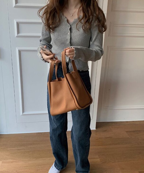 Girly Doll（ガーリードール）の「メロウ加工リブカーディガン（カーディガン/ボレロ・レディース・ベージュ/グレー/キャメル/ブラック/オフホワイト・FREE）」の20枚目の写真