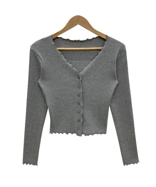 Girly Doll（ガーリードール）の「メロウ加工リブカーディガン（カーディガン/ボレロ・レディース・ベージュ/グレー/キャメル/ブラック/オフホワイト・FREE）」の7枚目の写真