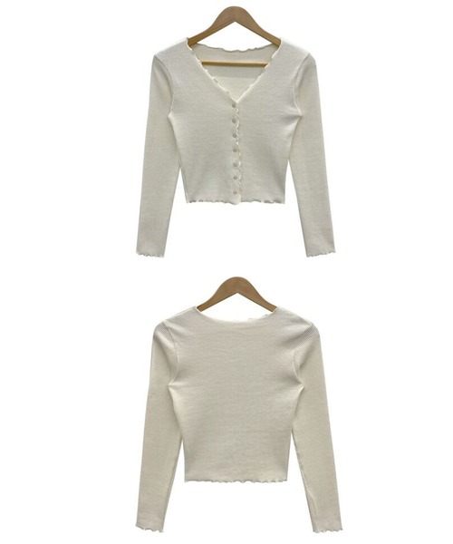 Girly Doll（ガーリードール）の「メロウ加工リブカーディガン（カーディガン/ボレロ・レディース・ベージュ/グレー/キャメル/ブラック/オフホワイト・FREE）」の19枚目の写真