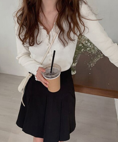 Girly Doll（ガーリードール）の「メロウ加工リブカーディガン（カーディガン/ボレロ・レディース・ベージュ/グレー/キャメル/ブラック/オフホワイト・FREE）」の22枚目の写真