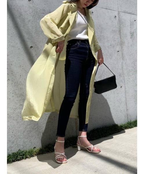 SLY（スライ）の「AURORA SHEER TRENCH COAT オーロラ シアー トレンチコート（トレンチコート・レディース・ベージュ/ライトグリーン・FREE）」の17枚目の写真