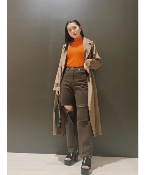 SLY（スライ）の「AURORA SHEER TRENCH COAT オーロラ シアー トレンチコート（トレンチコート・レディース・ベージュ/ライトグリーン・FREE）」の10枚目の写真