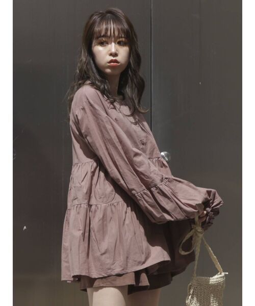 dazzlin（ダズリン）の「バタフライティアードブラウス（シャツ/ブラウス・レディース・ブラウン/オフホワイト・FREE）」の2枚目の写真