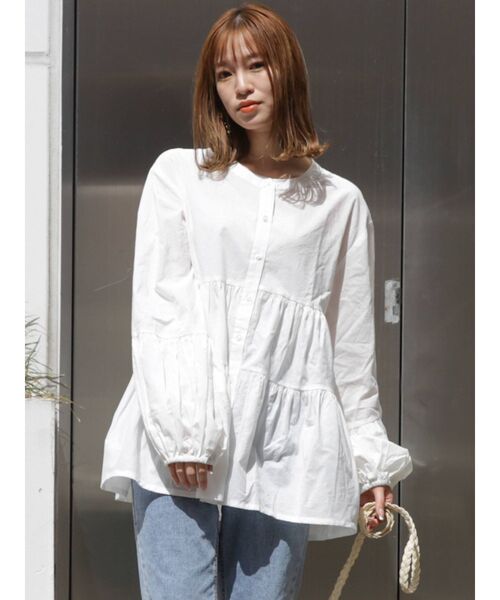 dazzlin（ダズリン）の「バタフライティアードブラウス（シャツ/ブラウス・レディース・ブラウン/オフホワイト・FREE）」の9枚目の写真