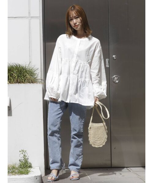 dazzlin（ダズリン）の「バタフライティアードブラウス（シャツ/ブラウス・レディース・ブラウン/オフホワイト・FREE）」の4枚目の写真