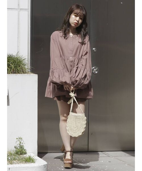 dazzlin（ダズリン）の「バタフライティアードブラウス（シャツ/ブラウス・レディース・ブラウン/オフホワイト・FREE）」の8枚目の写真