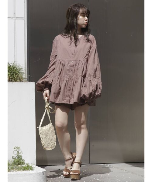 dazzlin（ダズリン）の「バタフライティアードブラウス（シャツ/ブラウス・レディース・ブラウン/オフホワイト・FREE）」の13枚目の写真