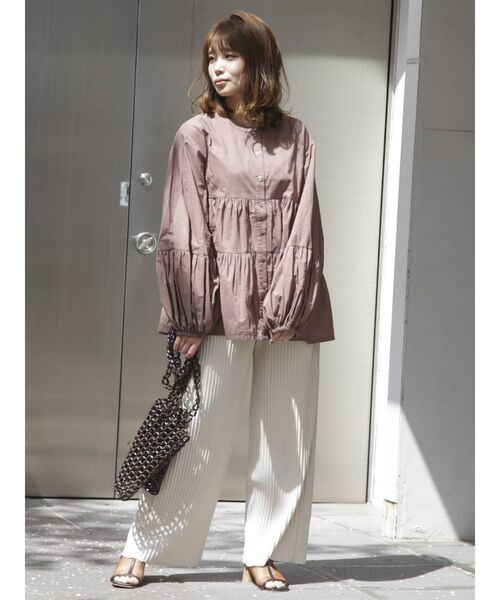 dazzlin（ダズリン）の「バタフライティアードブラウス（シャツ/ブラウス・レディース・ブラウン/オフホワイト・FREE）」の6枚目の写真