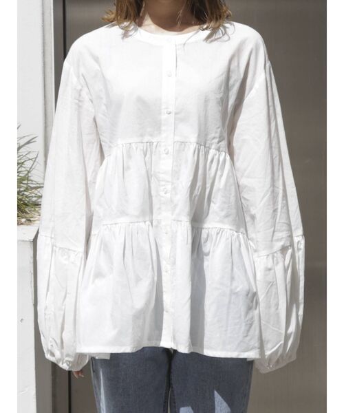 dazzlin（ダズリン）の「バタフライティアードブラウス（シャツ/ブラウス・レディース・ブラウン/オフホワイト・FREE）」の10枚目の写真