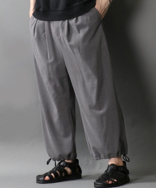 SITRY（シトリー）の「drawcord cropped wide pants/ドローコード クロップド ワイドパンツ（スラックス・メンズ・グレー/ブラック/チェック・M/L）」の3枚目の写真
