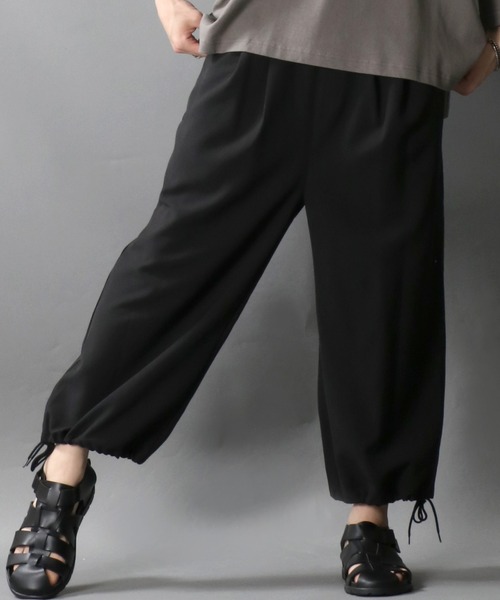 SITRY（シトリー）の「drawcord cropped wide pants/ドローコード クロップド ワイドパンツ（スラックス・メンズ・グレー/ブラック/チェック・M/L）」の2枚目の写真