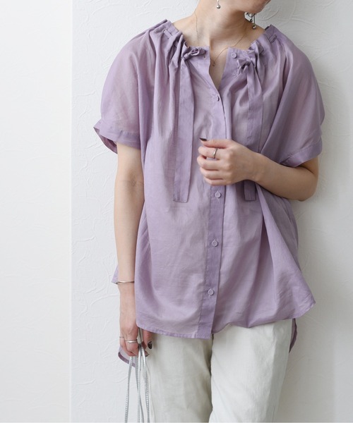 Eimee Law（エイミーロウ）の「ドロストネックBL（シャツ/ブラウス・レディース・グリーン/パープル/ブラック・38）」の3枚目の写真