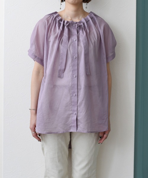 Eimee Law（エイミーロウ）の「ドロストネックBL（シャツ/ブラウス・レディース・グリーン/パープル/ブラック・38）」の17枚目の写真