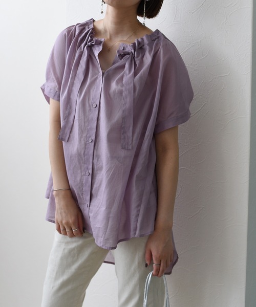 Eimee Law（エイミーロウ）の「ドロストネックBL（シャツ/ブラウス・レディース・グリーン/パープル/ブラック・38）」の22枚目の写真