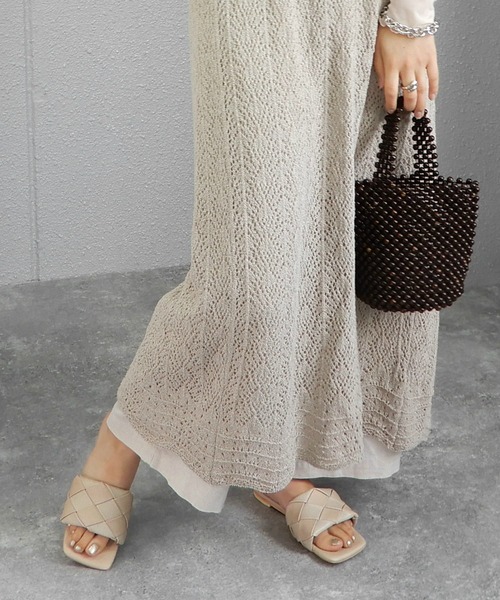 alala(アララ)の「ボリュームメッシュのスクエアフラットサンダル(サンダル・レディース・ブラック/アイボリー/ブラック×ホワイト/ブラウン系/ベージュ系・LL/S/M/L)」の18枚目の写真