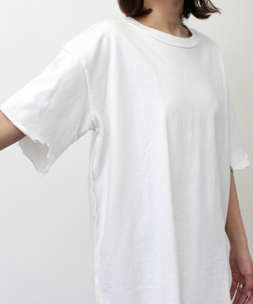 STYLEBLOCK(スタイルブロック)の「コーマ天竺ダメージTシャツ(Tシャツ/カットソー・レディース・オフホワイト/ブラック/ターコイズブルー/アイボリー・M)」の8枚目の写真