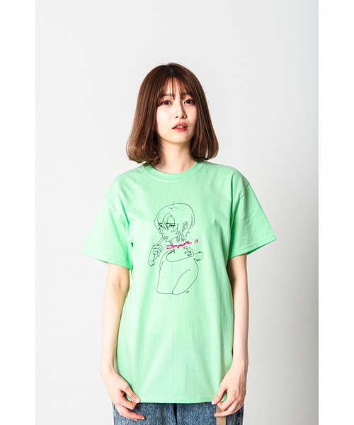 Revo.（レボ）の「藍にいな × PALM/STRIPES  【 融合し得ない僕たちは 】（Tシャツ/カットソー・レディース・ホワイト/ミント・XL/L/M/S）」の8枚目の写真