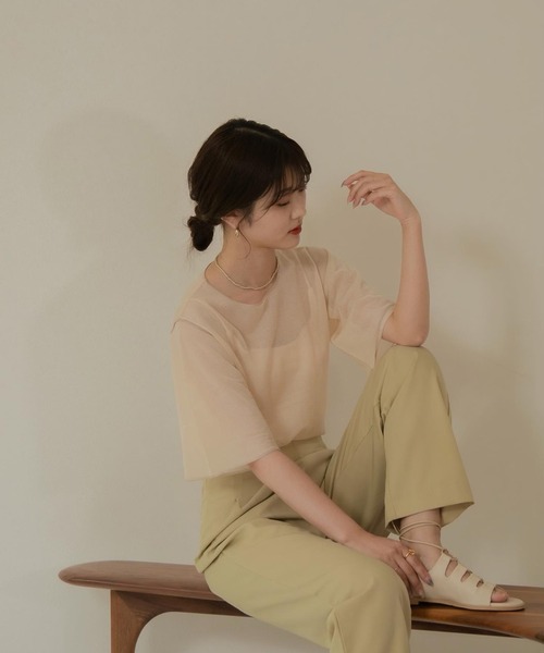 Amiur（エミレ）の「sheer lame knit（その他トップス・レディース・ライトブルー/ベージュ/アイボリー・FREE）」の4枚目の写真