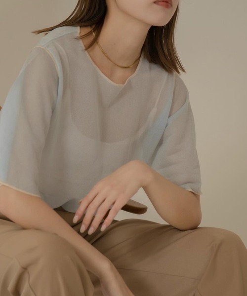 Amiur（エミレ）の「sheer lame knit（その他トップス・レディース・ライトブルー/ベージュ/アイボリー・FREE）」の8枚目の写真