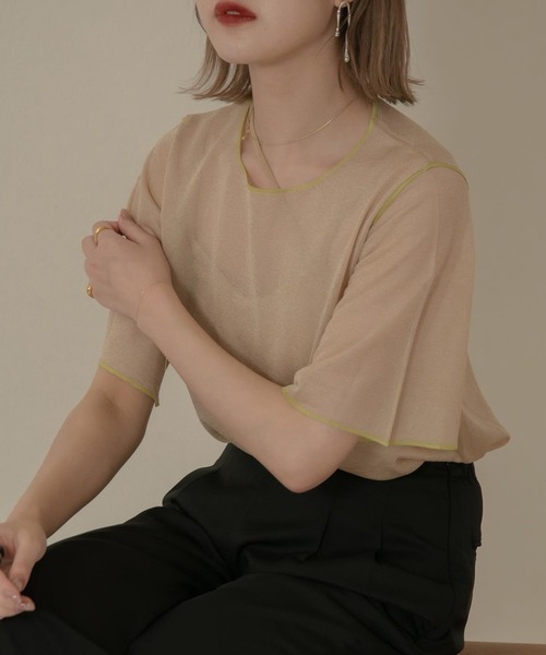 Amiur（エミレ）の「sheer lame knit（その他トップス・レディース・ライトブルー/ベージュ/アイボリー・FREE）」の7枚目の写真