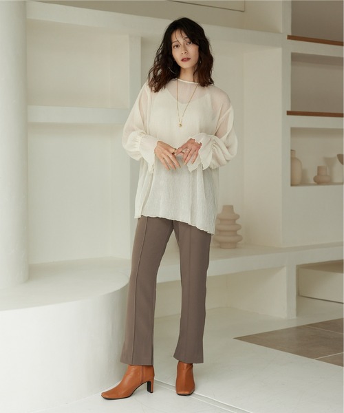 titivate(ティティベイト)の「センターピンタックスリムパンツ(その他パンツ・レディース・ライトブラウン/ブラック/モカ/グレイッシュベージュ/ダークオレンジ・S/M/L)」の15枚目の写真