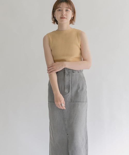 KBF（ケイビーエフ）の「ボートネックRIBニットタンクトップ（タンクトップ・レディース・ダークブラウン/ピンク/ベージュ系その他・ONE）」の6枚目の写真