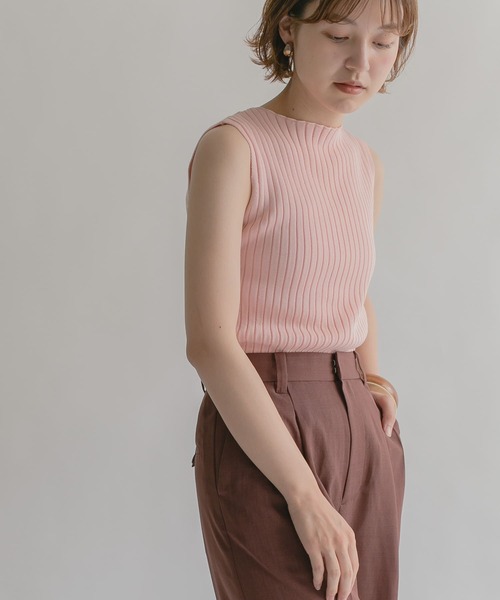 KBF（ケイビーエフ）の「ボートネックRIBニットタンクトップ（タンクトップ・レディース・ダークブラウン/ピンク/ベージュ系その他・ONE）」の9枚目の写真