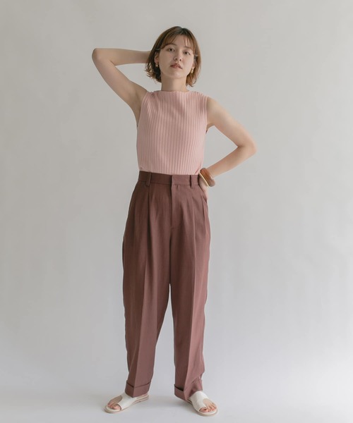 KBF（ケイビーエフ）の「ボートネックRIBニットタンクトップ（タンクトップ・レディース・ダークブラウン/ピンク/ベージュ系その他・ONE）」の10枚目の写真