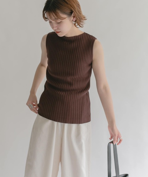 KBF（ケイビーエフ）の「ボートネックRIBニットタンクトップ（タンクトップ・レディース・ダークブラウン/ピンク/ベージュ系その他・ONE）」の13枚目の写真