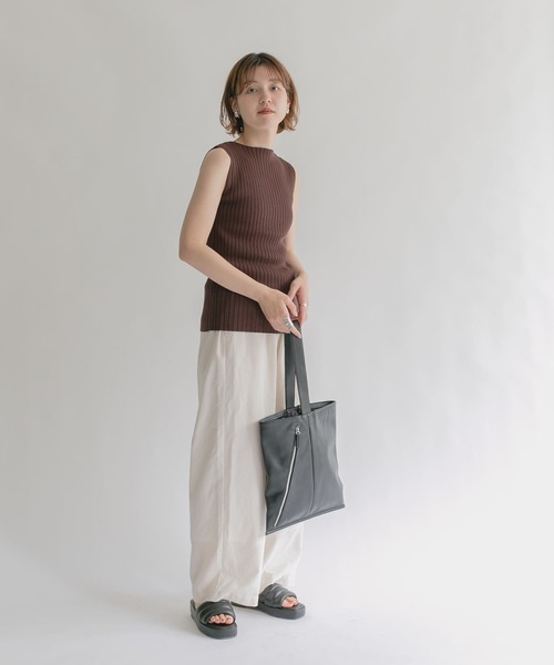 KBF（ケイビーエフ）の「ボートネックRIBニットタンクトップ（タンクトップ・レディース・ダークブラウン/ピンク/ベージュ系その他・ONE）」の14枚目の写真