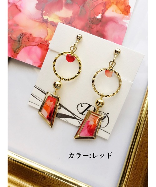 tone(トーン)の「【零-Rei-】瞬きシリーズ 揺れる多角形イヤリング(MA)(イヤリング・レディース・パープル/グレー/ターコイズブルー/グリーン/ブラウン/ブルー/イエロー/ピンク/グリーン系その他/レッド/オレンジ・FREE)」の10枚目の写真