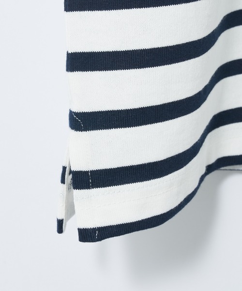 CIAOPANIC（チャオパニック）の「【ユニセックスで着用可能】バスクボーダーボートネックロングスリーブＴシャツ（Tシャツ/カットソー・メンズ・ブルー/グリーン/ネイビー/ブラウン・FREE）」の6枚目の写真