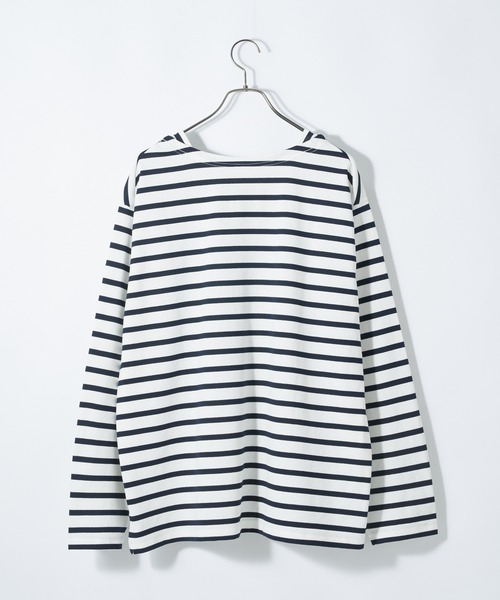 CIAOPANIC（チャオパニック）の「【ユニセックスで着用可能】バスクボーダーボートネックロングスリーブＴシャツ（Tシャツ/カットソー・メンズ・ブルー/グリーン/ネイビー/ブラウン・FREE）」の15枚目の写真