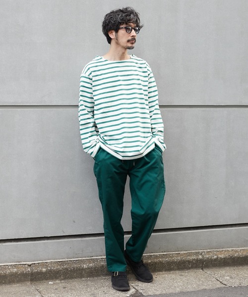 CIAOPANIC（チャオパニック）の「【ユニセックスで着用可能】バスクボーダーボートネックロングスリーブＴシャツ（Tシャツ/カットソー・メンズ・ブルー/グリーン/ネイビー/ブラウン・FREE）」の14枚目の写真