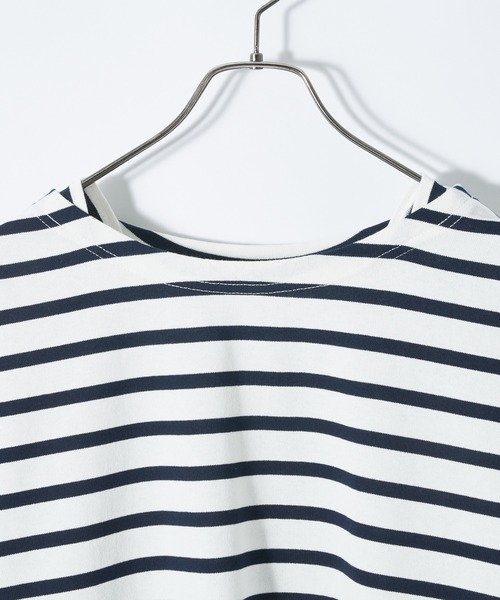 CIAOPANIC（チャオパニック）の「【ユニセックスで着用可能】バスクボーダーボートネックロングスリーブＴシャツ（Tシャツ/カットソー・メンズ・ブルー/グリーン/ネイビー/ブラウン・FREE）」の18枚目の写真