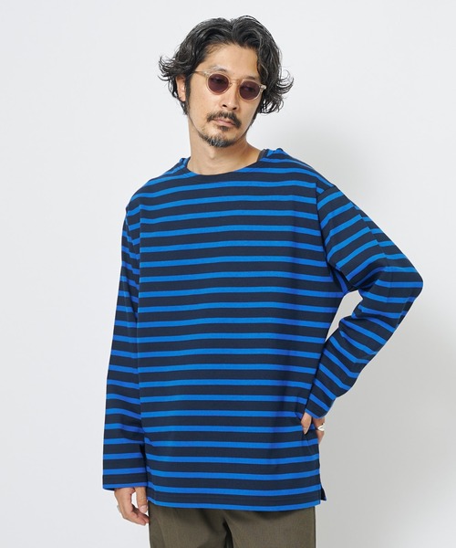 CIAOPANIC（チャオパニック）の「【ユニセックスで着用可能】バスクボーダーボートネックロングスリーブＴシャツ（Tシャツ/カットソー・メンズ・ブルー/グリーン/ネイビー/ブラウン・FREE）」の21枚目の写真